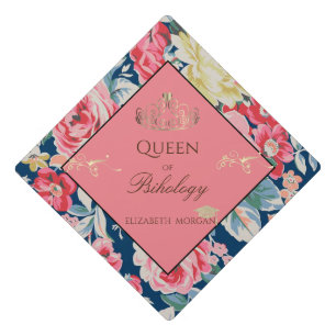 Toque De Diplômé Elégant Gold Tiara Floral Graduation Cap