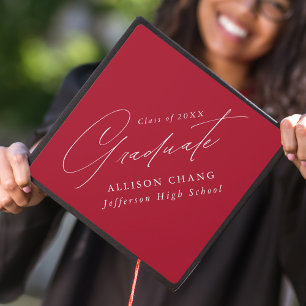 Toque De Diplômé Élégant minimaliste rouge