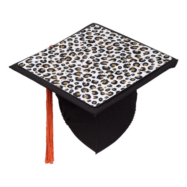 Toque De Diplômé Élégant Parties scintillant d'or Motif Leopard (Incliné)