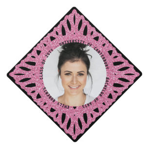 Toque De Diplômé Élégant Parties scintillant rose moderne Floral Ph