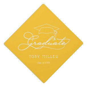 Toque De Diplômé Élégant script sur or jaune