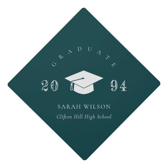 Toque De Diplômé Élégante Bouteille Moderne Vert Minimal Simple (Devant)