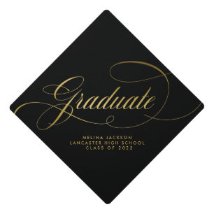 Toque De Diplômé Élégante calligraphie Or et noir