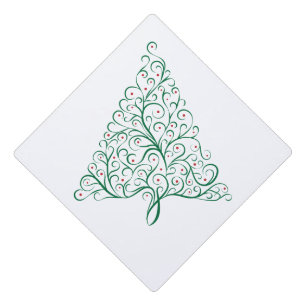 Toque De Diplômé Élégante calligraphie rouge et verte Arbre de Noël
