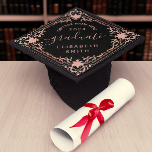 Toque De Diplômé Élégante Diplômée Rose Noir Vintage Rose Gold Girl