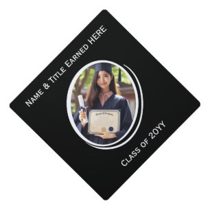 Toque De Diplômé Elégante photo personnalisée noire et blanche