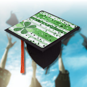 Toque De Diplômé Élégantes rayures vertes et blanches Shamrock Pail