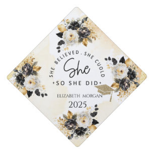 Toque De Diplômé Elle a cru, Casquette de remise de diplôme, Fleurs