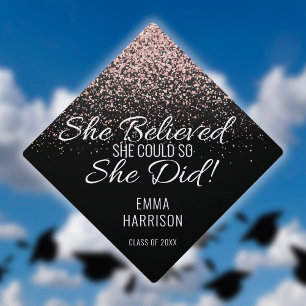 Toque De Diplômé Elle a cru qu'elle pouvait Nom Paillettes Rose