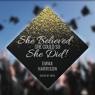 Toque De Diplômé Elle a cru qu'elle pouvait Paillettes dorées Nom