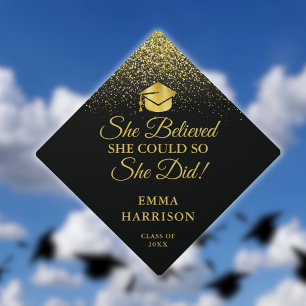 Toque De Diplômé Elle a cru qu'elle pouvait Paillettes noires et or