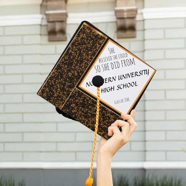 Toque De Diplômé Elle Croyait Qu'Elle Pourrait Noir Or Parties scin (Créateur téléchargé)