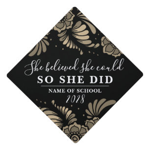 Toque De Diplômé Elle Croyait Qu'Elle Pouvait Florale Fleurs D'Or N