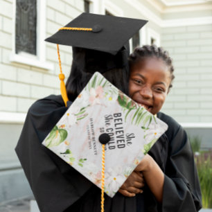 Toque De Diplômé Elle croyait qu'elle pouvait Inspirante Florale Ro