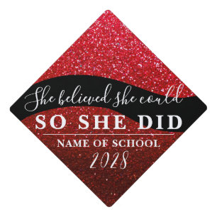 Toque De Diplômé Elle Croyait Qu'Elle Pouvait Noir Rouge Parties sc