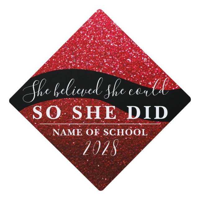 Toque De Diplômé Elle Croyait Qu'Elle Pouvait Noir Rouge Parties sc (Devant)