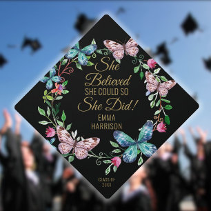 Toque De Diplômé Elle croyait qu'elle pouvait papillons noir et or