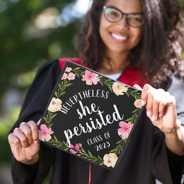 Toque De Diplômé Elle Persistait | Année de classe personnalisée (Créateur téléchargé)