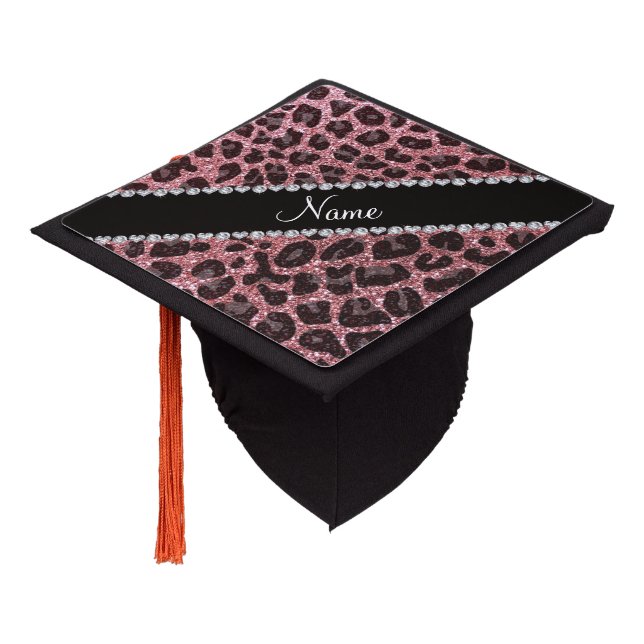 Toque De Diplômé Empreinte de léopard de parties scintillant rose p (Incliné)