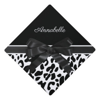 Toque De Diplômé Empreinte de léopard de ruban noir