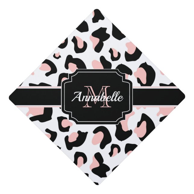 Toque De Diplômé Empreinte de léopard rose (Devant)