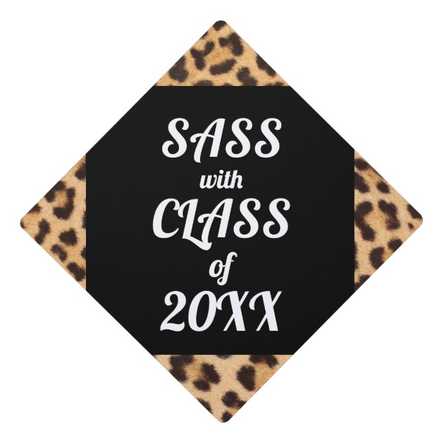 Toque De Diplômé Empreinte de léopard Sass Chic Avec Classe Design (Devant)