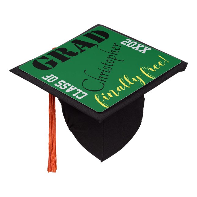 Toque De Diplômé Enfin, le noir vert gratuit (Incliné)