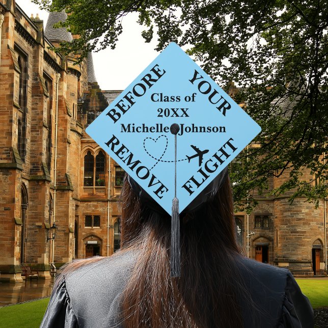 Toque De Diplômé Enlever avant le vol personnalisé bleu nom avion  (Créateur téléchargé)
