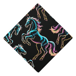 Toque De Diplômé Enseigne au néon Cheval Style Rétro Glitch
