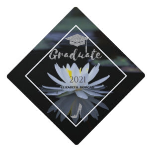 Toque De Diplômé Escarpins Pailletés Argent, Lotus Blanc