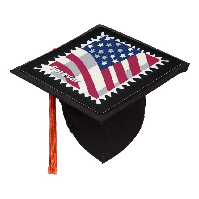 TOQUE DE DIPLÔMÉ ÉTATS-UNIS D'AMÉRIQUE DRAPEAU FOREVER STAMP (Incliné)