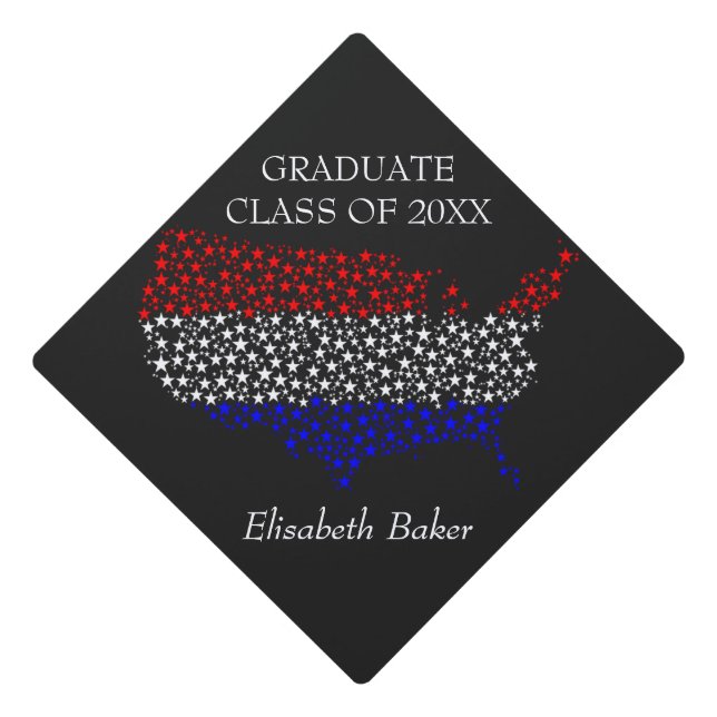 Toque De Diplômé Étoiles du drapeau américain Abstrait (Devant)