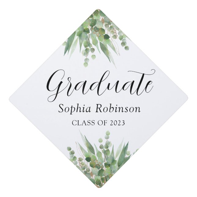 Toque De Diplômé Eucalyptus Moderne Graduation (Devant)