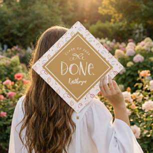 Toque De Diplômé Fait Ruban Coquette Confettis Rose Nom Personnalis