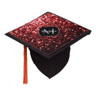 Toque De Diplômé Faux paillettes rouge foncé éclats de glamour Mono