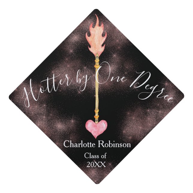 Toque De Diplômé Félicitations Grand Rose Girly Heart Arrow Élégant (Devant)