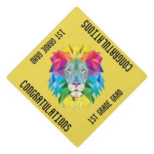 Toque De Diplômé Félicitations Rainbow Lion Head Texte Personnalisé