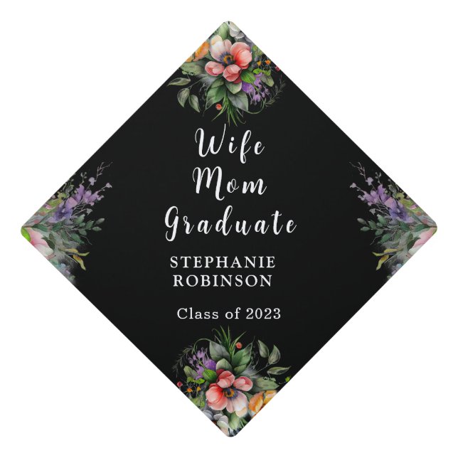 Toque De Diplômé Femme Maman Diplômée Élégant Floral (Devant)