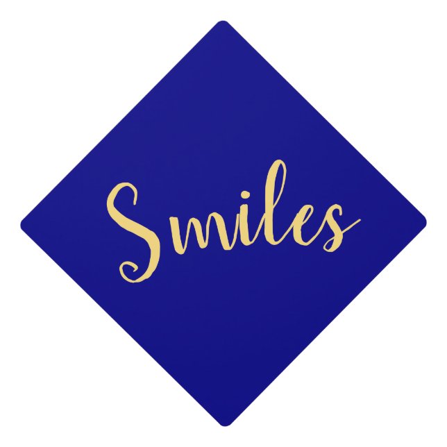 Toque De Diplômé Festif Royal Blue Sweet Smiles chaud Script (Devant)
