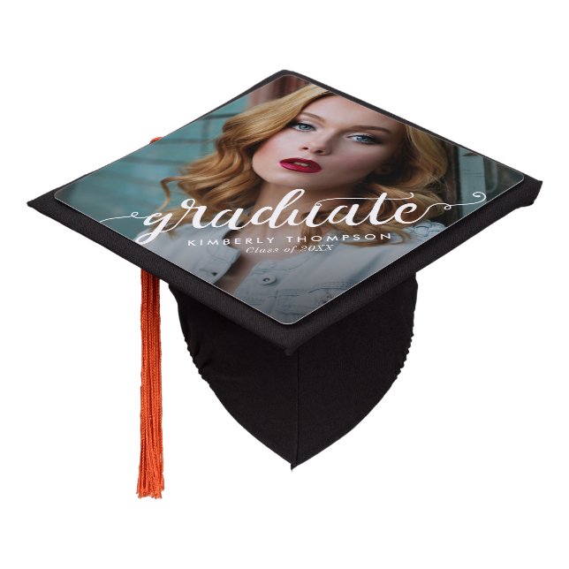 Toque De Diplômé Fête de graduation Photo Script Celebration Modern (Incliné)