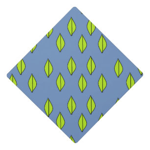 Toque De Diplômé Feuilles verts sur bleu