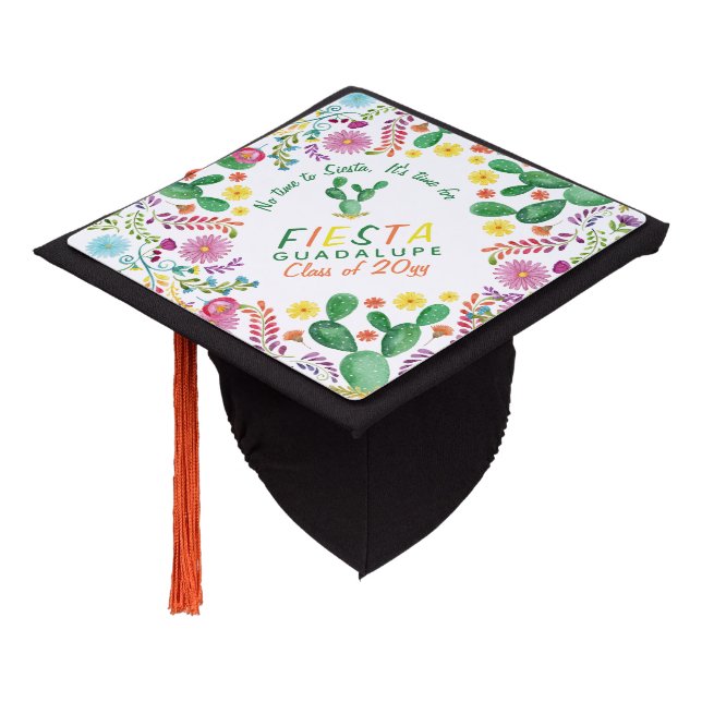 Toque De Diplômé FIESTA Graduation Cap Topper Folk Flower Cactus (Incliné)