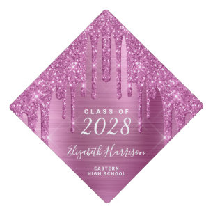 Toque De Diplômé Fille Parties scintillant rose personnalisée