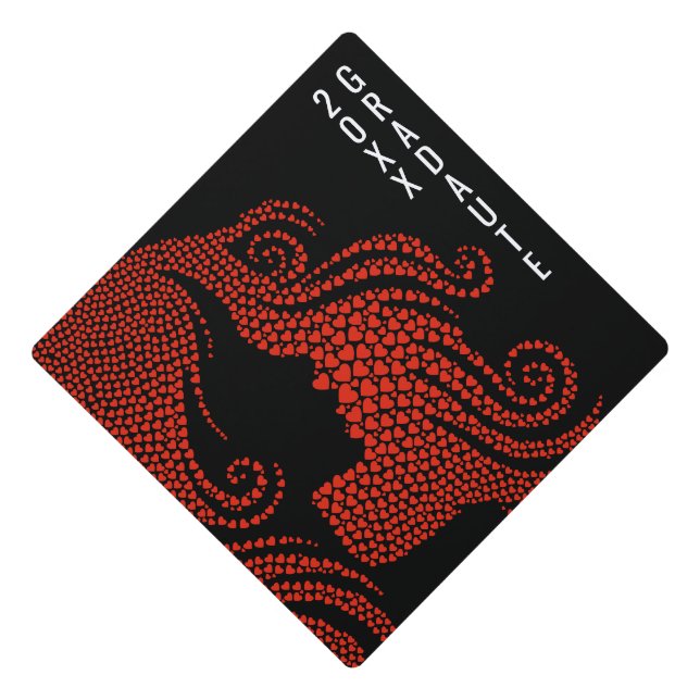 Toque De Diplômé Fille Silhouette Coeurs minuscules Diplômé (Devant)