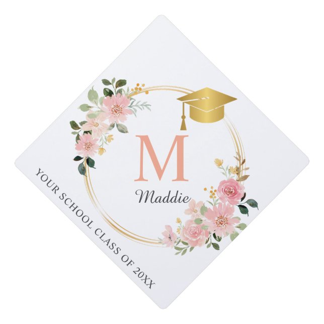 Toque De Diplômé Filles roses personnalisées (Devant)