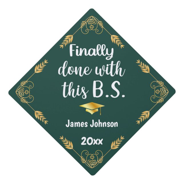 Toque De Diplômé Fini Avec Ce B.S. 2025 Green & Gold (Devant)