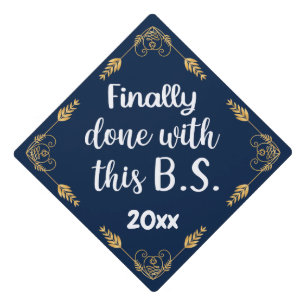 Toque De Diplômé Fini Avec Ce B.S. 2025 Marine Bleu & Or