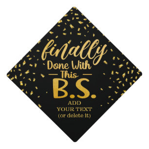 Toque De Diplômé Fini Avec Cette Parties scintillant B.S. Black & G