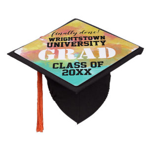 Toque De Diplômé Fini Graduation Pink Turquoise Aquarelle