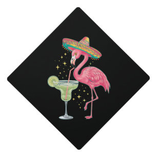Toque De Diplômé Flamant rose Boire Margarita Funny Poncho mexicain